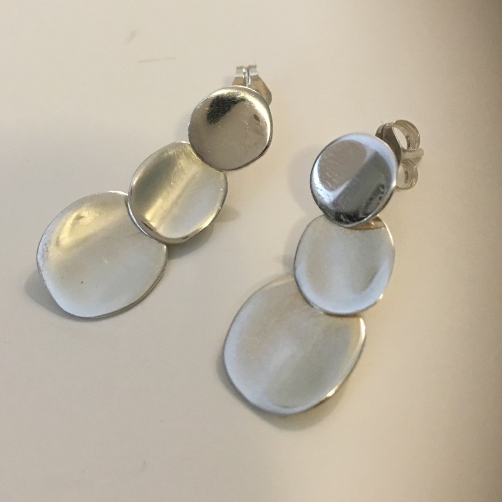Oval Sterling Silver Dangle vintage Earrings